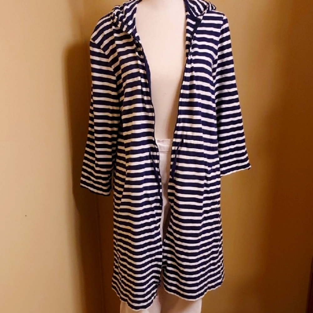 Lands' End Navy and White Striped Women's Top/Dress